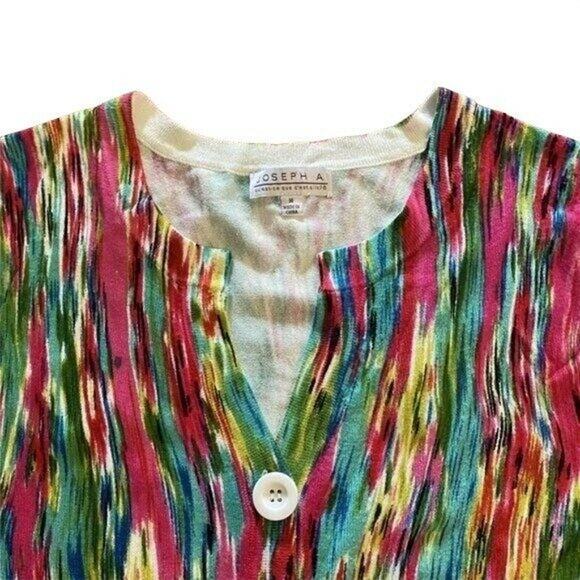 JOSEPH A short sleeve Button Front cardigan tropical pink green sz m - Picture 8 of 9